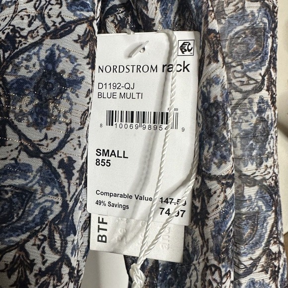 NWT Anthropologie BTFL Life Boho Wrap Maxi Dress V-Neck Womens Blue Size Small - Picture 3 of 5